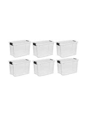 Sterilite 30 Quart Clear Plastic Latching Storage Container Box (6 Pack)