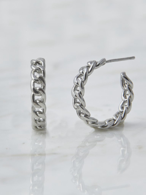 Parker Chain Link Hoops, Silver