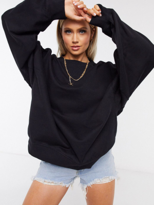 Asos Design Super Oversized Cocoon Sweatshirt With Panel Detail In Black