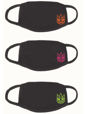 Small Side Shimuchan Logo Face Mask 3 Pack (orange, Magenta, Green)