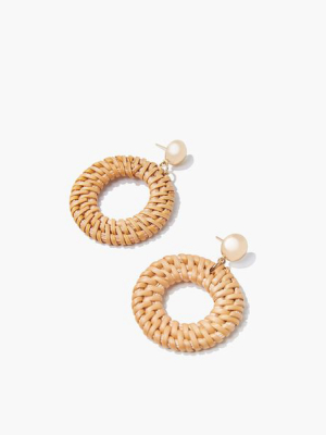 Wooden Drop-hoop Earrings