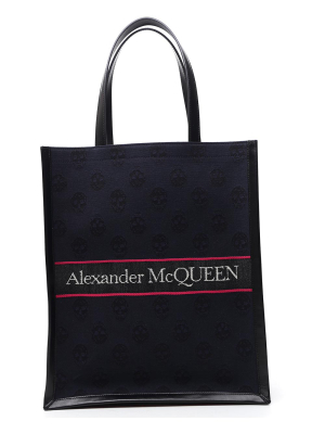 Alexander Mcqueen Skull Printed Logo Tote Bag