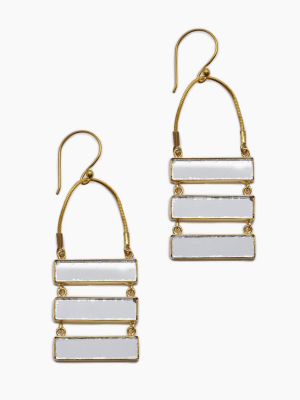 Damianis Mirrored Brass Dangle Earrings - Gold