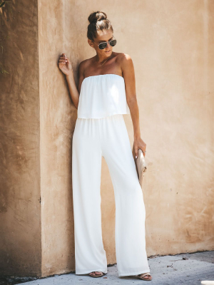 Crystal Clear Strapless Jumpsuit - White