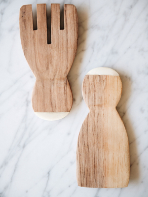 Connected Goods Wild Olive Wood Paddle Salad Servers