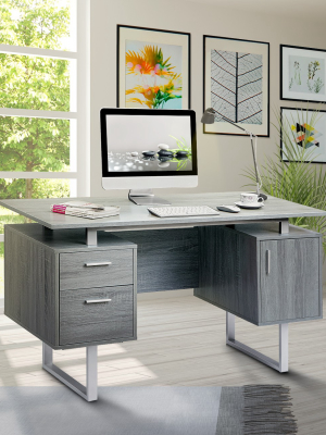 Modern Office Desk With Storage Gray - Techni Mobili