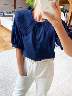 Petra Blouse - Navy Poplin