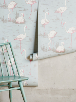 Wading Flamingos Wallpaper