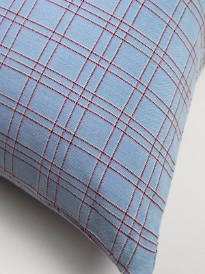 Chiapas Plaid Light Blue Pillow 12" X 20"