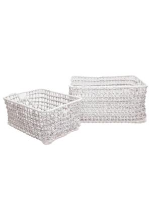 Pigeon & Poodle Ardross Baskets - Set Of 2 - White