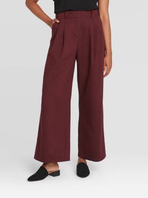 Women's Mid-rise Ankle Length Flannel Wide Leg Trousers - Prologue™