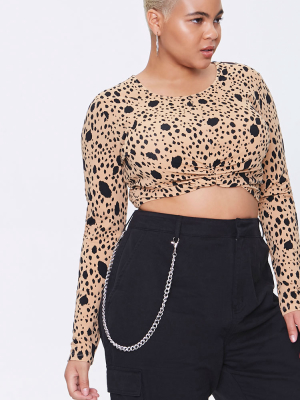 Plus Size Spotted Crop Top