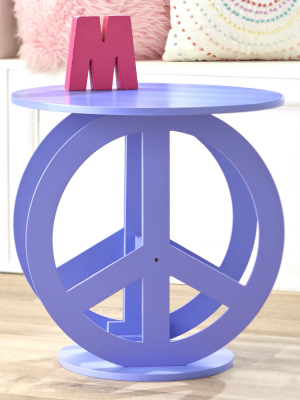 Lakeside Novelty Peace Sign Shaped Accent Table For Kids And Teenagers Bedroom