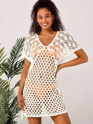 Honeycomb Lace Up Tunic Cover Up