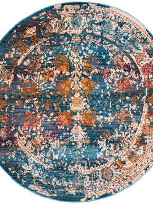 Vintage Persian Abrash Turquoise/multi Round Rug