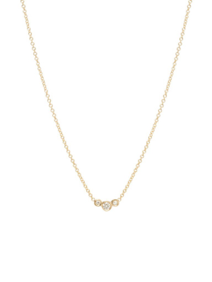 14k Small Graduated Bezel Diamond Necklace