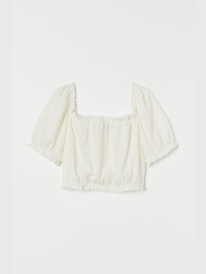 Cropped Puff-sleeved Top