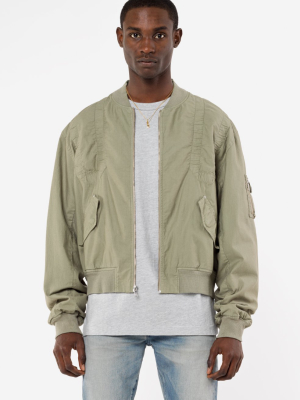 Cotton Poplin Frame Flight Jacket / Olive