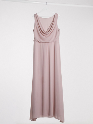 Tfnc Plus Bridesmaid Cowl Back Maxi Dress In Pink