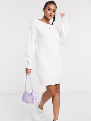 4th + Reckless Knitted Mini Dress In White