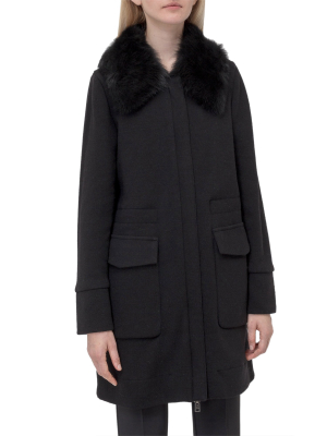 Woolrich Fur Collar Midi Coat