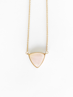 Sanctuary Project Rose Quartz Triangle Statement Pendant Necklace Light Pink