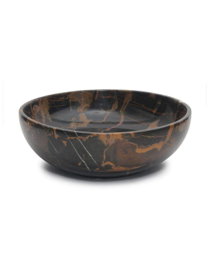 Laurus Collection Black & Gold 12" Marble Bowl