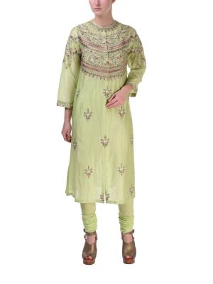 Front-opening Kurta & Tie-dye Dupatta