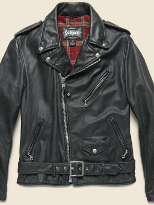 Lightweight Fitted Cowhide Motorcycle Jacket - Black