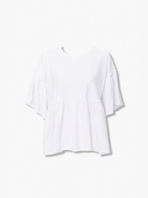 Ruffled Flounce Wide-sleeve Tee