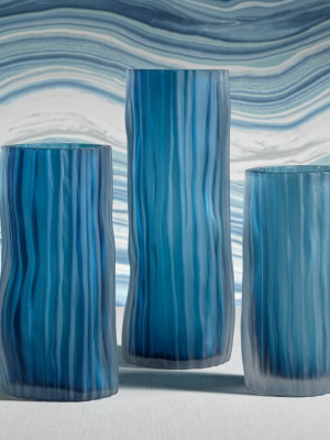 Indigo Powder Glass Vases - Blue