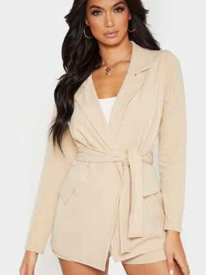 Stone Belted Pocket Detail Blazer