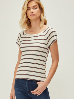 Stripe Cap Sleeve Tee