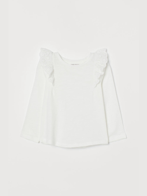 Ruffle-trimmed Cotton Top