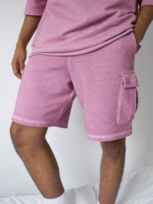 Asos Design Two-piece Oversized Cargo Shorts In Washed Dusty Purple