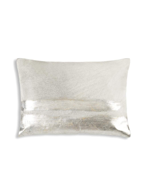 Amai Cowhide Pillow, Metallic Silver