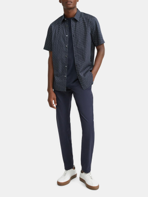 Irving Short-sleeve Shirt In Printed Stretch Cotton