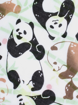 Double Gauze Reversible Handkerchief, Panda & Bamboo