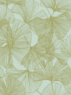 Gingko Leaves Peel & Stick Wallpaper In Green And Gold By Roommates For York Wallcoverings