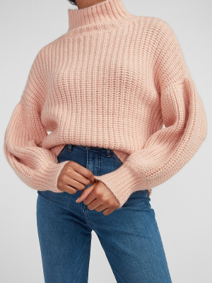 Chunky Balloon Sleeve Turtleneck Sweater