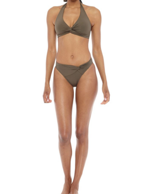 D/dd Twist Halter Bikini Top - Moss Green