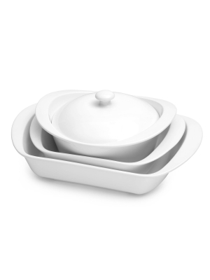 7pc Porcelain Bakeware Serving Set White - Certified International
