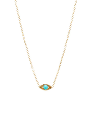 14k Large Turquoise Eye Necklace