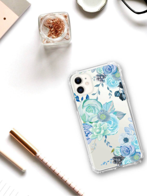 Otm Essentials Apple Iphone Rugged Edge Clear Case - Blue Flower Garden