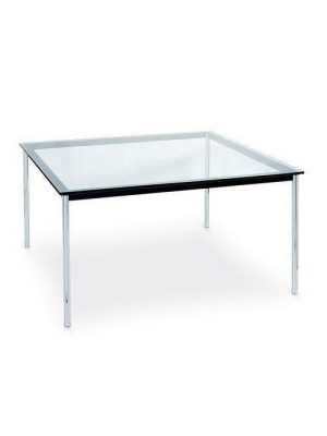 Le Corbusier Lc10 Rectangular 48" X 31" Glass Top Dining Table