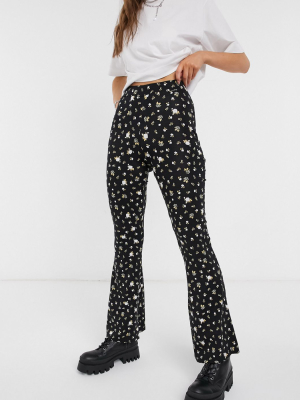 Asos Design Flare Legging In Floral Print