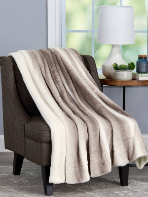 60"x70" Faux Fur Throw Blanket Beige/cream - Yorkshire Home