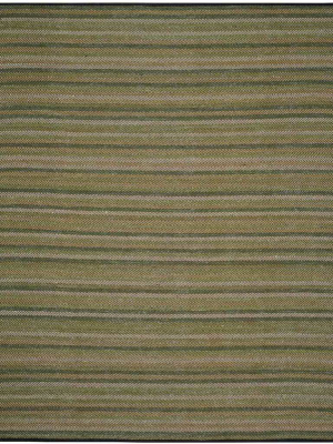 Striped Kilim Green Area Rug