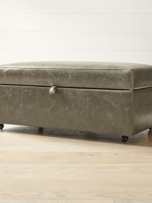 Barrett Leather Storage Ottoman With Tray And Casters