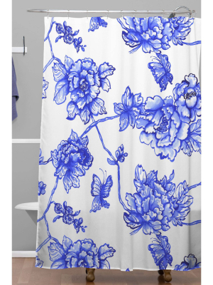 Jacqueline Maldonado Chinoserie Floral Shower Curtain Blue - Deny Designs